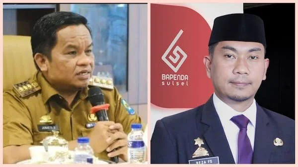 Kepala Badan Pendapatan Daerah Provinsi Sulawesi Selatan, H. Reza Faisal Saleh/ Eks Pj Bupati Jeneponto, Junaedi Bakri. (Foto/ist).