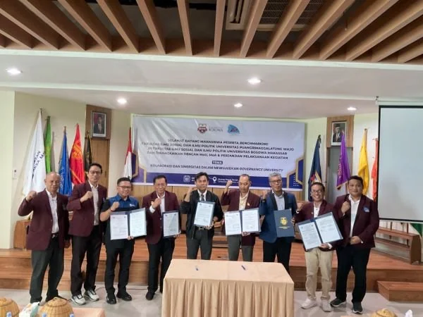 Fakultas Ilmu Sosial dan Ilmu Politik (Fisipol) Universitas Bosowa (Unibos) bersama mahasiswa Fakultas Ilmu Sosial (FIS) Universitas Puangrimaggalatung (Uniprima).