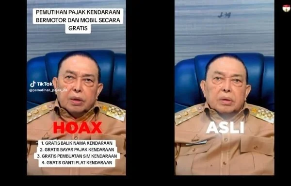 Screenshot Video Deepfake Hoaks Pemutihan Pajak Wagub dan video asli (Dok : Ist).