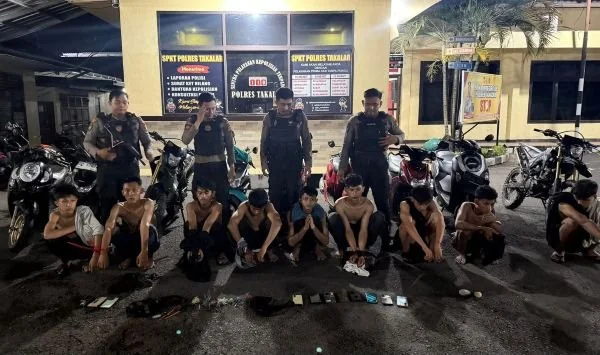 Tim Patmor Polres Takalar Ringkus 9 Anggota Geng Motor Pembawa Busur. (Dok: Ist)