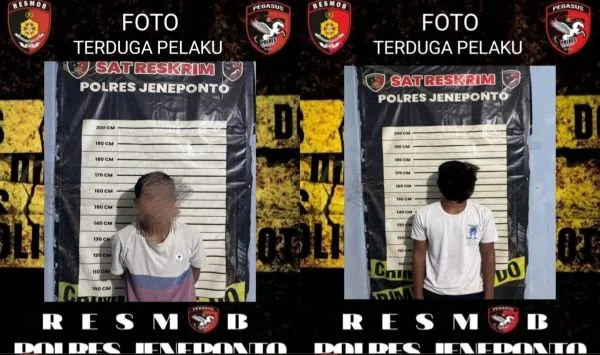 RN (25) dan RFD (15) saat dibekuk Tim Resmob Pegasus Polres Jeneponto. (Ist)