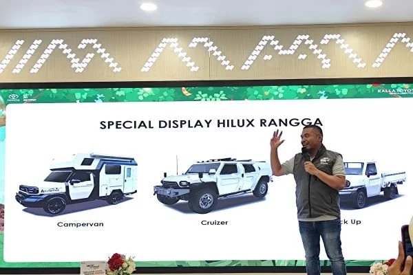Marketing General Manager Kalla Toyota, Suliadin dalam konferensi Pers Pesta Rangga,di Mall Ratu Indah (Dok : Hanifah KabarMakassar).