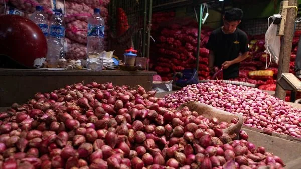 Pedagang bawang merah di Pasar Tradisional (Dok : Ist).