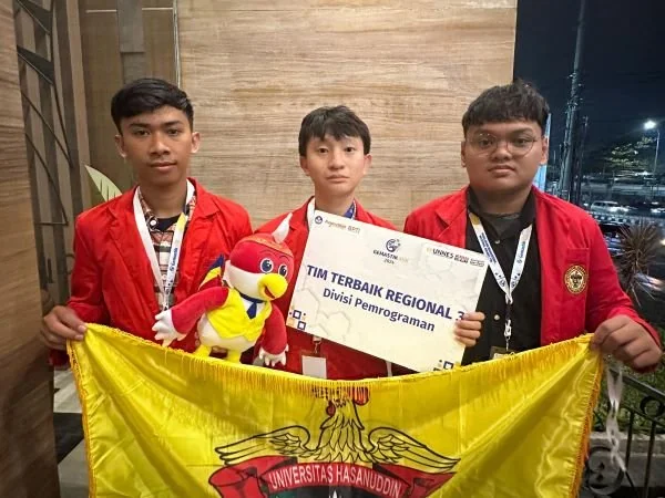 Mahasiswa Universitas Hasanuddin (Unhas) kembali mengukir prestasi di tingkat nasional pada ajang Pagelaran Mahasiswa Bidang Teknologi Informasi dan Komunikasi (Dok : Ist).