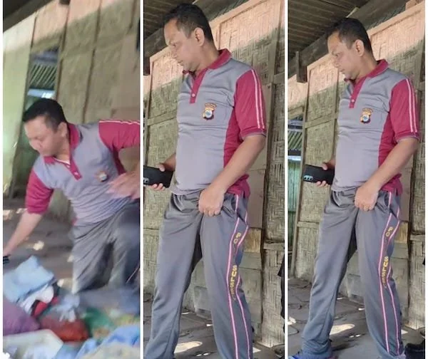 Kapolres Jeneponto, AKBP Widi Setiawan,  terporosok saat berkunjung di kediaman Daeng Ngewa, di Belokallong, Kelurahan Balang Toa, Kecamatan Binamu, pada Selasa, 12 Agustus 2025.