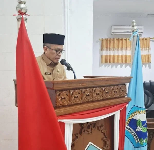 Sekretaris Daerah (Sekda) Bantaeng, H. Abdul Wahab, saat menyampaikan pengantar nota keuangan atas Rancangan Anggaran Pendapatan dan Belanja Daerah (APBD) Tahun Anggaran 2026.
