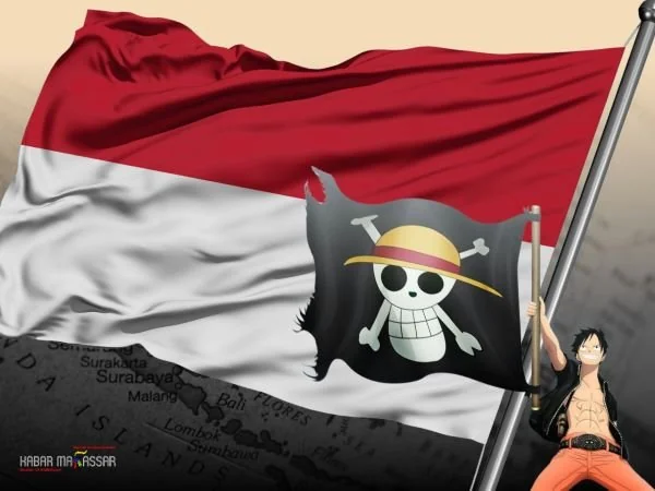 Ilustrasi fenomena pengibaran bendera One Piece jelang HUT RI ke-80 (Dok : KabarMakassar).