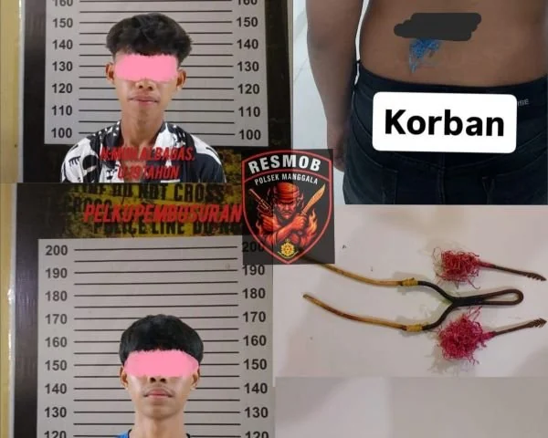 Pelaku pembusuran di Manggala beserta barang bukti (Dok: Ist)