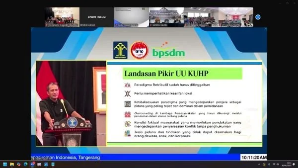 Webinar Sosialisasi Undang-Undang (UU) No 1/2023 tentang KUHP dengan tema Paradigma Modern dalam KUHP Baru (Dok : Ist).