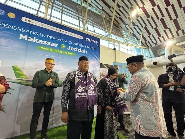Penerbangan Perdana Charter Umrah Makassar - Jeddah (Doc : Ist)