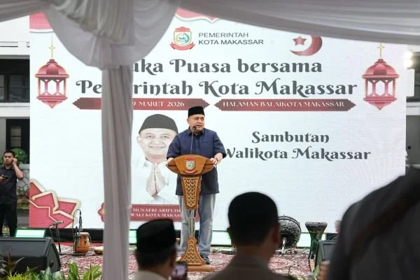 Wali Kota Makassar Munafri Arifuddin saat Sambutan di Buka Puasa Forkopimda (Dok: Ist).