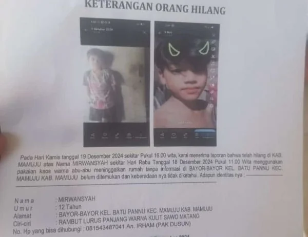 Laporan Kepolisian anak korban kebakaran yang hilang (Dok : Ist).