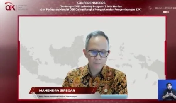 Ketua Dewan Komisioner OJK, Mahendra Siregar, dalam Konferensi Pers Melalui Virtual Zoom (Dok : Hanifah KabarMakassar).