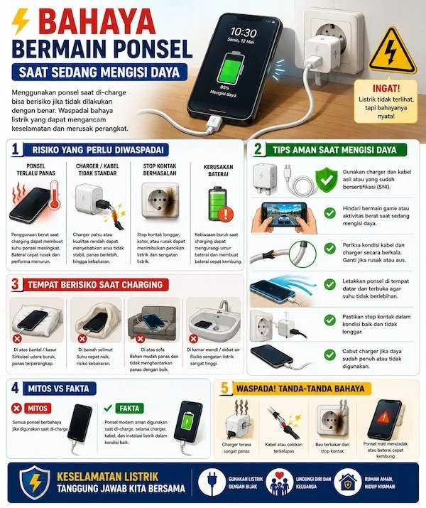 Bahaya Bermain Ponsel Saat Sedang Mengisi Daya, Mitos atau Fakta?