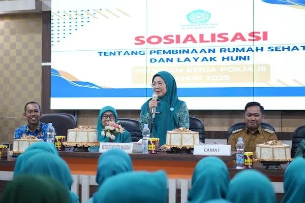 Ketua TP PKK Kota Makassar, Melinda Aksa, saat Melakukan Sosialisasi Rumah Sehat, (Dok: Ist).