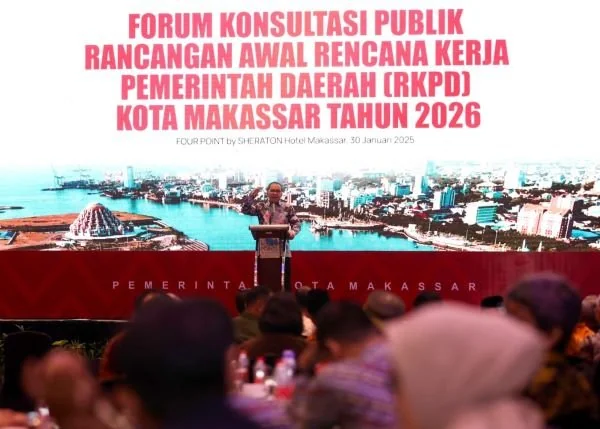 Danny Pomanto saat menghadiri Forum Konsultasi Publik Rancangan Awal Rencana Kerja Pemerintah Daerah (RKPD) Kota Makassar 2026 (Dok : Ist).