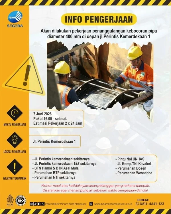 Imbauan PDAM Makassar. (Dok: Ist)