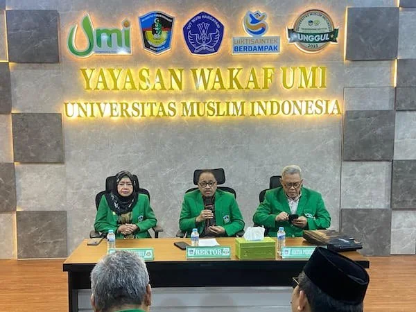 Universitas Muslim Indonesia (UMI) Makassar ketika menggelar konferensi pers di Menara UMI (Dok: Nofi KabarMakassar)