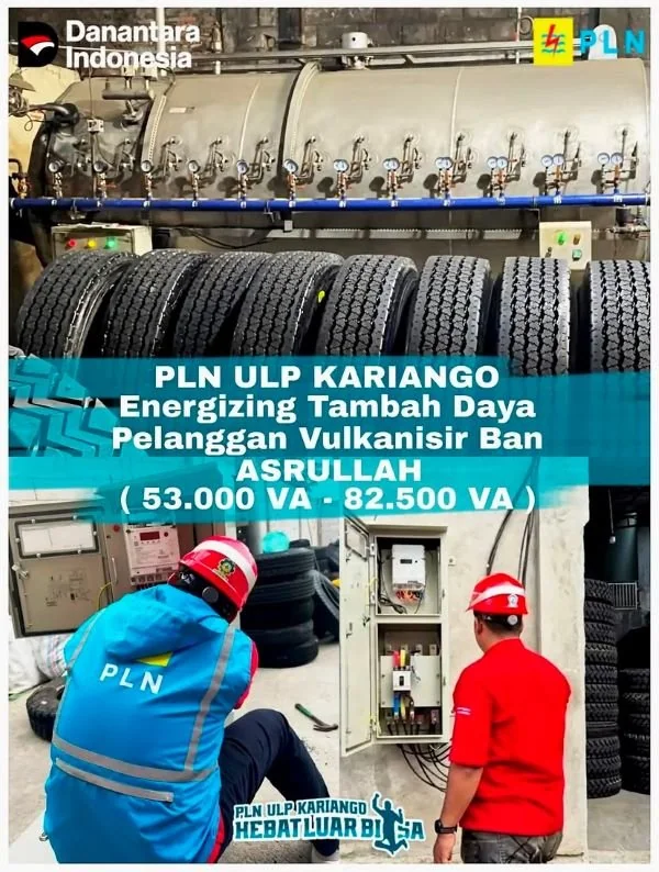 PLN ULP Kariango Tambah Daya Pabrik Vulkanisir Ban di Pinrang. (Dok: Ist)