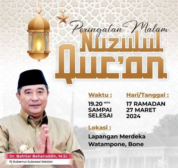 Pemprov Sulsel-Pemkab Bone Adakan Buka Puasa Akbar dan Nuzulul Quran di Bone.