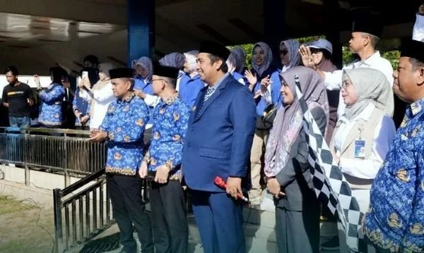 Bupati Maros Chaidir Syam didampingi oleh wakil bupati, Sekertarid Daerah (Sekda) dan Kepala BPBD Maros  (Dok : ist).
