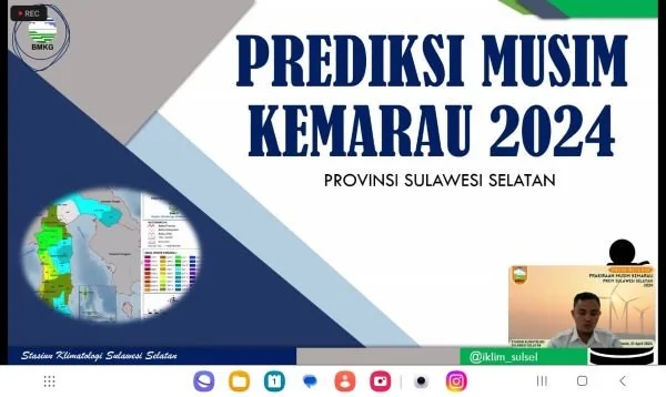Zoom meeting prakiraan musim kemarau 2024 Sulsel, Senin, (1/4).