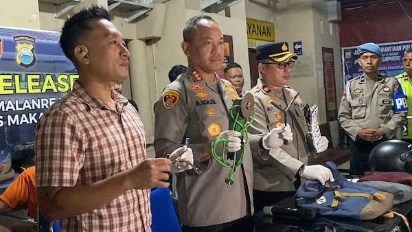 konferensi pers pengungkapan kasus curanmor oleh Polsek Tamalanrea Makassar (Dok: Atri KabarMakassar)