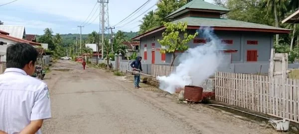 Dinas Kesehatan Kabupaten Bulukumba, melakukan fogging atau pengasapan di sejumlah wilayah yang terdapat kasus DBD.