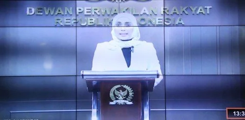 Anggota Komisi III DPR, Sari Yuliati menyampaikan keterangan Dewan Perwakilan Rakyat (DPR) secara daring, pada sidang pengujian Undang-Undang Nomor 8 Tahun 2016 tentang Penyandang Disabilitas, (Dok: Ist).