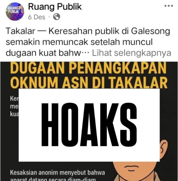 Postingan Akun Facebook Ruang Publik. (Dok: Ist)