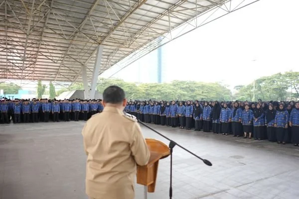 Wali Kota Makassar, Munafri Arifuddin saat memberikan sambutan dalam pengangkatan PPPK, (Dok: Sinta KabarMakassar).