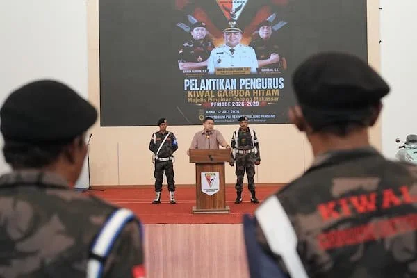 Walikota Makassar Munafri Arifuddin saat Memberikan Sambutan dalam Pelantikan Pengurus Organisasi Masyarakat Kiwal Garuda Hitam MPC Kota Makassar Periode 2026–2029, (Dok: Ist).