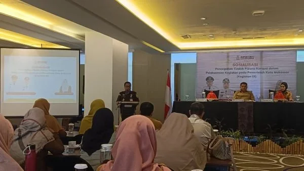Kepala Kejaksaan Negeri (Kajari) Makassar, Andi Panca Sakti saat Memberikan Sambutan di Sosialisasi Tindak Pidana Korupsi dalam Kegiatan pada Pemkot Makassar (Dok: Sinta Kabar Makassar).