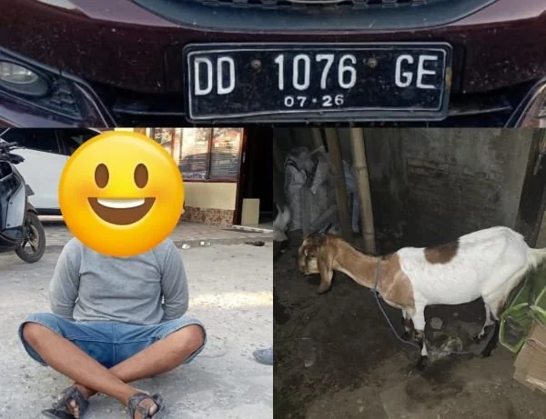 Pelaku Curnak berinisial U bersama barang buktinya saat diamankan di Mapolsek Bangkala. (Dok : ist).