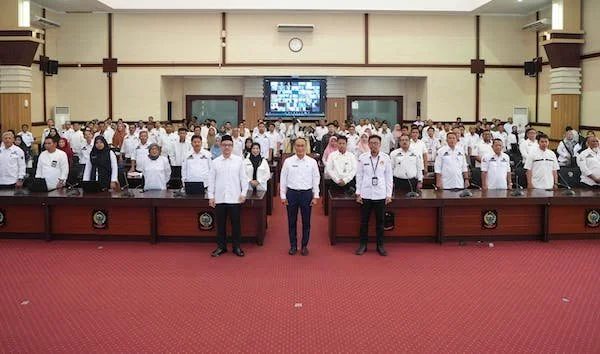 Pj Gubernur Sulsel, Prof Zudan Arif Fakrulloh, Sekprov Sulsel, Jufri Rahman dan Plh Kepala Diskominfo SP, Sultan Rakib (Dok: Ist)