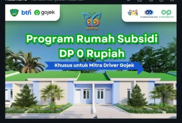Program Rumah Subsidi Tanpa Uang Muka Bagi Mitra Gojek (Dok : ist).