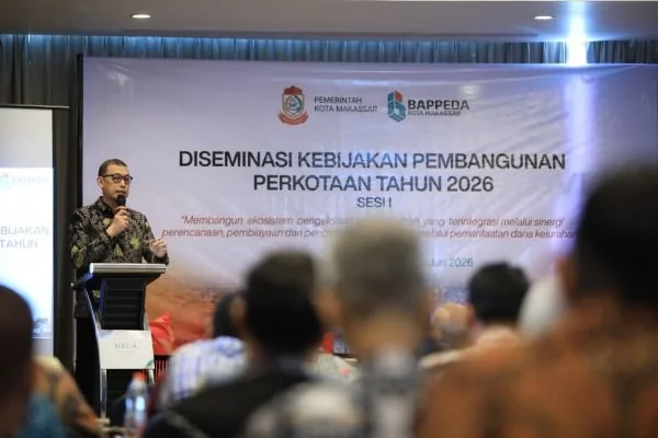 Sekretaris Daerah (Sekda) Makassar, Andi Zulkifly saat membuka kegiatan Diseminasi Kebijakan Pembangunan Perkotaan Tahun 2026 (Dok: Ist).