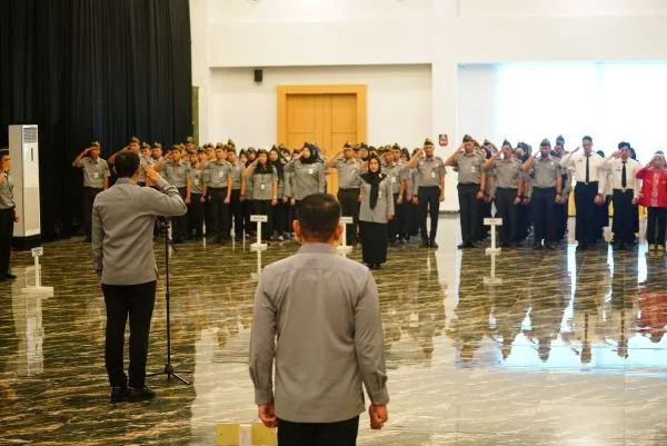 Apel pagi di Aula Pancasila Kanwil Sulsel (Dok : Ist).
