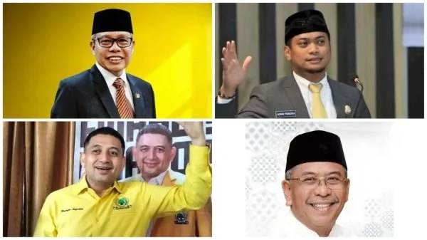 Taufan Pawe (TP), Ketua DPD II Golkar Makassar Munafri Arifuddin (Appi), mantan Wali Kota Makassar Ilham Arief Sirajuddin (IAS), serta mantan Bupati Gowa, Adnan Purichta Ichsan, (Dok: Ist).
