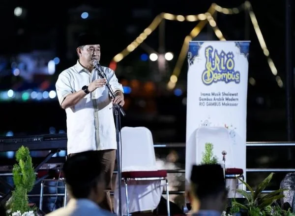 Pj Gubernur Sulsel, Bahtiar Baharuddin di Kawasan CPI Makassar, Sabtu (30/3).