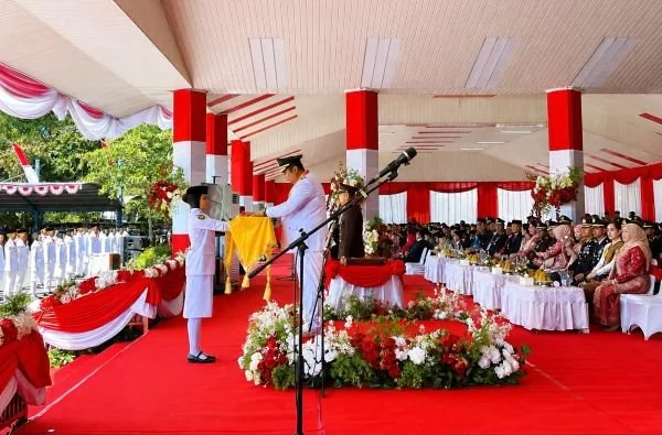 Pemerintah Kabupaten Maros menggelar upacara peringatan Hari Ulang Tahun (HUT) ke-81 Republik Indonesia di Lapangan Pallantikang (Dok: Ist)