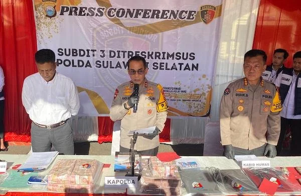 konferensi pers Polda Sulsel terkait Tipikor Bank Mandiri Makassar (Dok: Atri KabarMakassar)