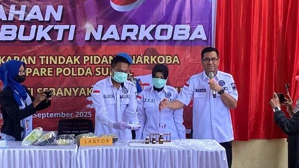 Pemusnahan 44 kg narkotika jenis sabu di Polda Sulsel (Dok: Atri KabarMakassar)