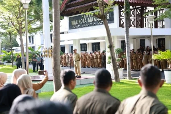 Wali Kota Makassar, Moh Ramdhan Pomanto Pimpin Apel Setelah Cuti dan Libur Bersama Lebaran, Selasa (16/4).