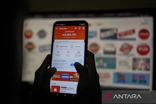 Nasabah mengakses aplikasi penunda pembayaran (paylater) dalam ekosistem ekonomi digital. ANTARA FOTO/Yulius Satria Wijaya/tom/aa.