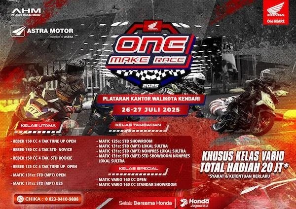 Astra Motor Sulawesi Selatan sebagai main dealer sepeda motor Honda di wilayah Sulawesi Selatan, Barat, Tenggara, dan Ambon menghadirkan ajang balap bergengsi Honda One Make Race (Dok: Ist)