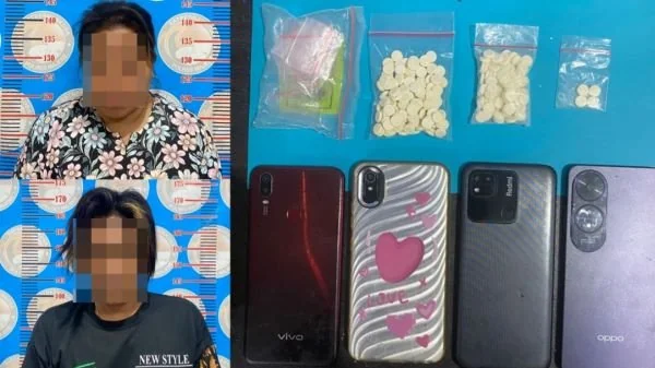 Pelaku bersama barang bukti yang berhasil diamankan Polisi (Dok : Ist).
