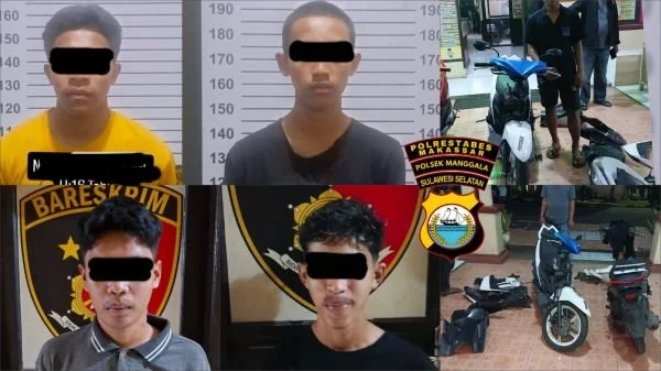 Keempat remaja yang menjadi pelaku pencurian motor di wilayah Manggala (Dok: Ist).