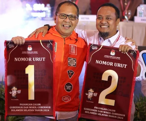 Dua Paslon Pilgub Sulsel 2024 saat mendapatkan nomor urut (Dok: Ist)
