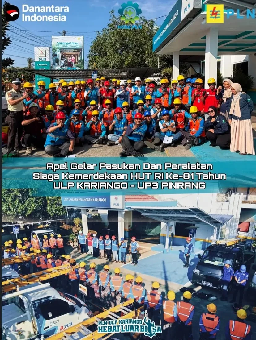 PLN ULP Kariango menggelar apel siaga dan pemeriksaan peralatan menjelang HUT ke-81 Kemerdekaan RI (Dok: Ist)
